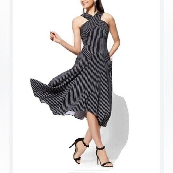 new york company women midi striped dress 4 party casual event classic luxury - Picture 1 of 11